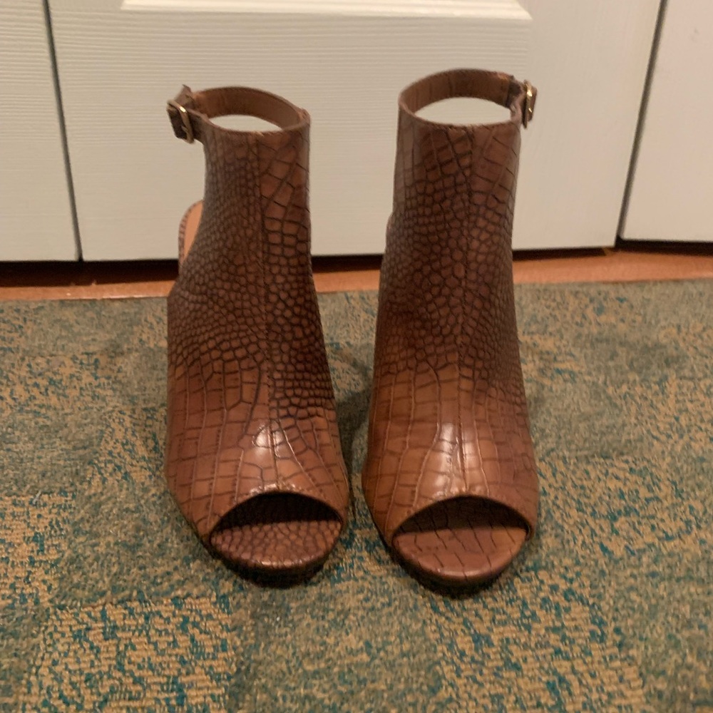 Brown Crocodile Ankle Booties